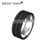 Latest Gold Finger Ring Designs Carbon Fiber Stainless Steel Ring With CZ thumbnail-2