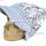 Fashion Winter Ladies Knitted Cable Peaked Hat With Pom-pom thumbnail-3