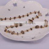 Smoky Quartz Crystal Link Rosary Chain, Fashion Smoky Quartz Chip Beads Wire Wrapped Chain thumbnail-4