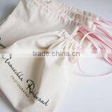 Customized Printing White Cotton Bags With Double Drawstring