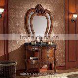 High Quality Natural Marble Antique Solid Wood Bathroom Cabinet With Apple Mirror WTS1607