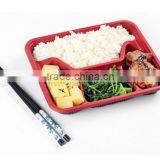 Red Color Disposable Food Containers Wholesale Takeaway Microwave PP Food Container 4-compartment Box thumbnail-6