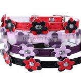 SOFT LEATHER DOG COLLAR FLOWER COLOUR PADDED MULTIPLE COLOURS thumbnail-3