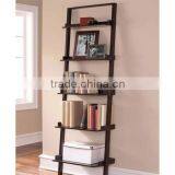 Leaning Ladder 5-Shelf Bookcase Metal Book Shelf thumbnail-1