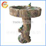 Natural Wooden Color Concrete Garden Bird Bath for Garden Decor thumbnail-3