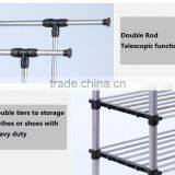 Double Rail Adjustable Portable Clothes Hanger Garment Rack Premium Heavy Duty thumbnail-4