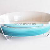 3PCS Stoneware Casserole With Solid Color and Rack thumbnail-2