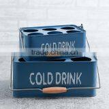 6 Grid Metal Ice Bucket With Handle,galvanized Metal Beer Bucket Can Hold 6 Bottle Beer thumbnail-4