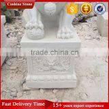 Chinese White Marble Foo Dog Statues thumbnail-3