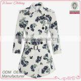 2015 New Style Fashion Flora Printed Stand Collar Long Sleeve Formal Mature Ladies Office Wear Dresses Dress thumbnail-1