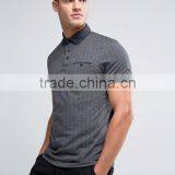 Herringbone Design Short Sleeve Chest Pocket Button Placket Dark Grey Men's 54% Cotton 46% Polyester 200g Casual Polo Shirt thumbnail-1