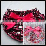 Newest Organic Satin Cloth Diaper,ruffle Panties Baby Panties Bloomer With Bow thumbnail-2