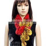 CX-S-18G Fashion Warm Ladies Dyed Fur Rex Rabbit Fur Square Scarf Wholesale thumbnail-1
