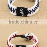 U.S. Major League Baseball Leather Braided Bracelet, Baseball Sports Leather Bracelet,custom Logo Leather Bracelet for Promotion thumbnail-1