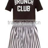 Top Selling Women Cotton Pajamas Custom Logo Print Summer Pyjama Short Sleeve Top With Stripes Shorts thumbnail-4