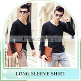New fashion Slim fit T Shirt for men ,tight V Neck long sleeves shirt manufacturer