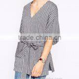 100% Cotton New Arrial China Wholesale Belted T-Shirt Women Custom t Shirt thumbnail-3
