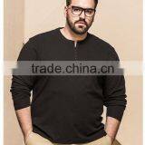 Men's Spring Long Sleeve Cotton Slub Plus Size O-neck Tee Shirt With Button Placket thumbnail-1