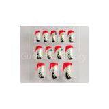 Pretty Flower Fingers Fake Nails White With Red Pattern and Stone