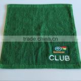100% cotton 21S embroidery logo green 30*32CM small face towel