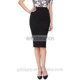 Black Knee Length Fitted Mature Women Skirt thumbnail-2