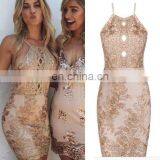 Amigo 2017 New Designer Sex Embroidery Lace Strap Cut Out Bandage Dress Elegant Midi Evening Dresses for Women Party Wear thumbnail-1