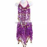 8 Colors Girls Kids Belly Dance Costume Sparkly Circle Sequin Coins Top & Skirt thumbnail-4