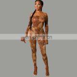 Hot Sale Women Adult Horn Sleeve Animal USD Dollar Print Tight Brazilian Sexy Club Wear Bodysuit Jumpsuit thumbnail-5