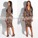 Sexy Leopard Dress Printed Zipper Belt Dress Sexy Dress for Party thumbnail-3