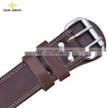 High Quality Custom Made Men's Leather Weightlifting Belt Adjustable With Buckle Back Support Gym Fitness Belt thumbnail-5