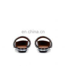 Black Latest Fancy Flats Women Rhinestones Attractive Color Design Ladies Flat Patent Leather Handmade Sandals Shoes thumbnail-3