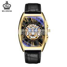 MG.ORKINA MG091 Men Skeleton Mechanical Wrist Watch Automatic Movement Analog Leather Strap Luminous Men Watches