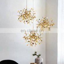 European Lighting Gold Pendant Living Room Chandelier Stainless Steel Crystal Pendant Lamp