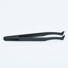 Tweezers Industrial Flat Head Carbon Fiber Plastic Anti-static Elbow Black Plastic Round Head Pointed Tweezers Flat Head 93306 thumbnail-3