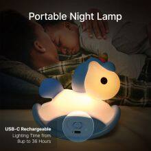 Kids Rock Horse Silicone Lamp Touch Sensor Soft Nursery Bedside Light With Night Light Feature Birthday Gift Room Decoration thumbnail-5