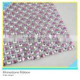 Plastic Diamante Rhinestone Mesh Sew on Black Base Siver Rhinestone Ribbon 10 Yards 30 Rows Roll thumbnail-2