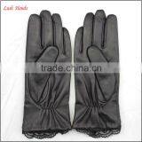 Ladies Wholesale Winter Leather Hand Gloves Black With Lace thumbnail-3