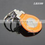 Oval Shaped Orange Leather Double Alloy Keyring Stainless Steel Sticker Metal Leather Key Fobs thumbnail-3