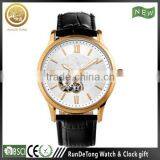Rose gold plated or SS color gent automatic watch with butterfly buckle