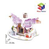 Christmas Snow Pink House 3D Paper Cardboard Jigsaw Puzzle thumbnail-1