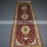 Persian Design Red Runner Made in China, Handmade Silk Carpet Factory in Guangzhou China thumbnail-4