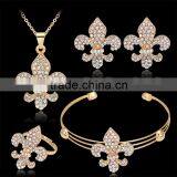 2016 Trendy Gold Plated Rhinestone Anchor Statement Necklace Stud Earring Bracelet Ring Set for Women Wedding Jewelry Set thumbnail-1