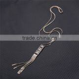 Real 18k Light Gold Plated Fashion 3 Square Design CZ Diamond With Tassels Long Chains Necklaces for Women Girls Jewelry thumbnail-5