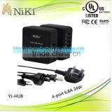 5V 6.8A usb travel charger, multiple usb wall charger, usb2.0 charger hub
