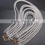European And American Big Exaggerated Retro Multilayer Pearl Clavice Chain Bends Long Necklace thumbnail-3