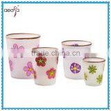Glass Material Flower Pots With Hand Painting Indoor Plant Pots