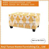 print linen fabric long storage bench, storage ottoman furniture for home use
