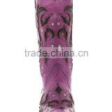 Women's New Purple Black Overlay Western Cowgirl Boots Rhinestones Studded Shaft thumbnail-5