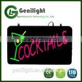 Large Bright Animated 22*13 Inch LED Cocktails Martini Wine Glass Open Bar Sign thumbnail-1