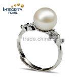 2016 freshwater girls love AAAA perfect round 925 silver pearl ring